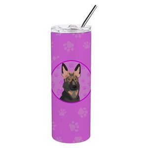 German Shepherd Puppy Stainless Steel 20 oz Skinny Tumbler, Pink